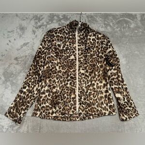Clara S Mesh Leopard Cheetah Full Zip Jacket Women’s Medium Shimmer